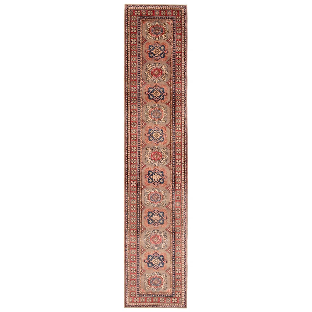 ECARPETGALLERY Hand-knotted Uzbek Ghazni Taupe Wool Rug - 2'7 x 12'10