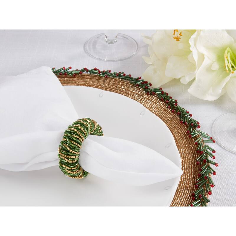 Napkin Rings With Beaded Design (Set of 4)
