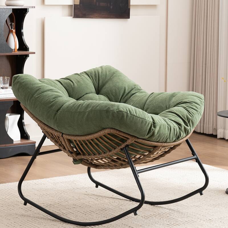 Rocking Chair, Chenille Upholstered Accent Chair, Modern Nursery Rocking Chair for Living Room, Bedroom, Apartment