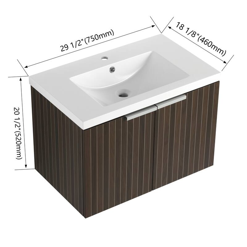 Malwee 24"/30"/36"/48" Bathroom Vanity with Sink, Floating Bathroom Vanity with Soft Close Door