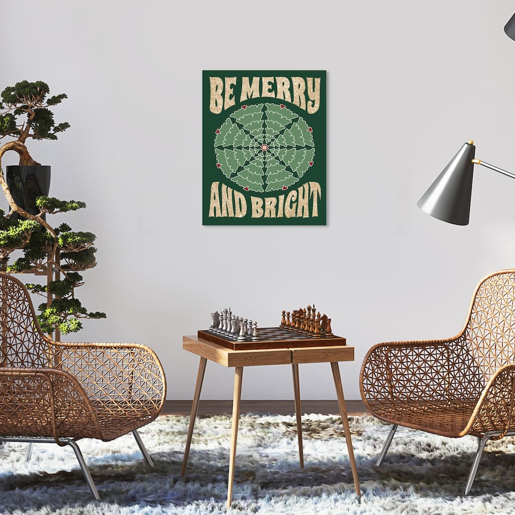 Wynwood Studio Canvas Holiday and Seasonal Merry and Bright Glitter Christmas Gold Glam Wall Art Canvas Print