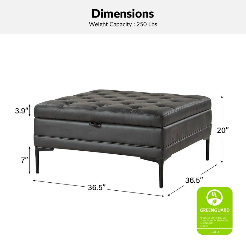 Geoffrev Transitional Lift Top Storage Button-Tufted Cocktail Ottoman by HULALA HOME