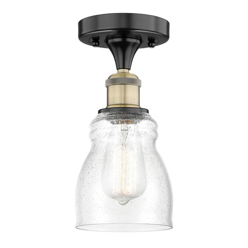 Innovations Lighting Ellery - 1 Light 5" Semi-Flush Mount - Black Antique Brass/Seedy