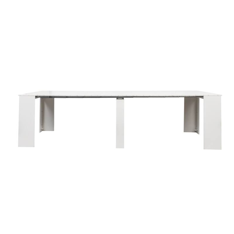 Roomfitters White Extendable Console Table, Multifunctional Convertible Dining Table and Desk up to 118"