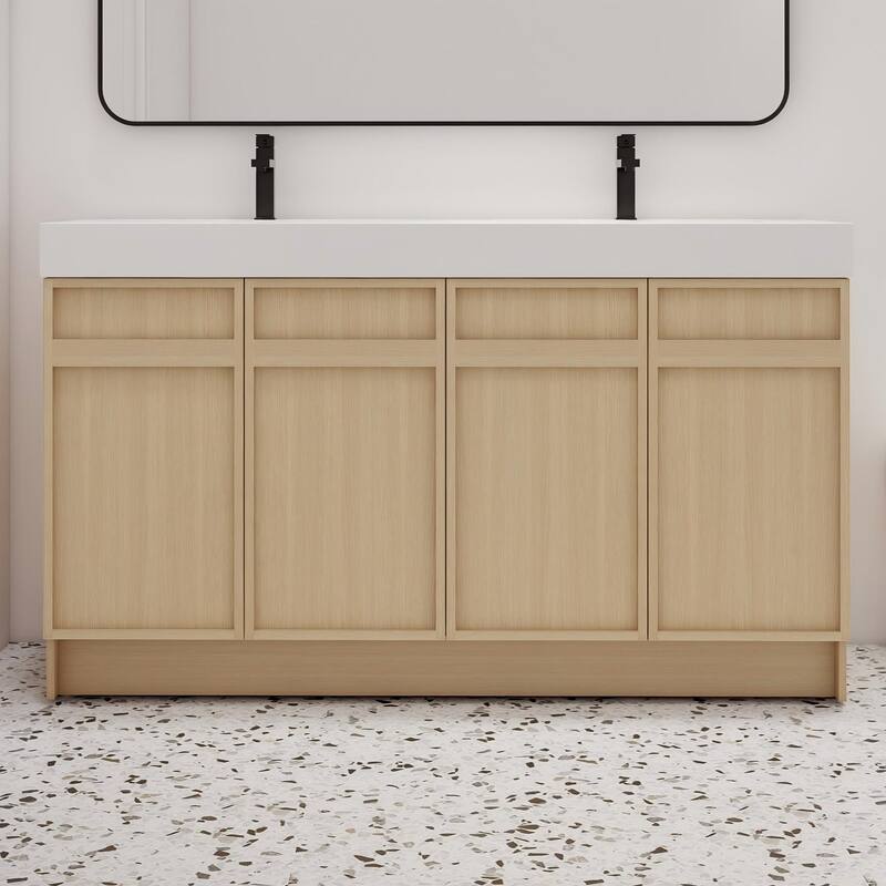 Malwee 30"/36"/48"/60" Bathroom Vanity with Sink, FreeStanding Vanity with Soft Close Doors and adjustable shelf - 60"×19"