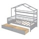 preview thumbnail 49 of 76, Wood House Bed Frame, Wooden Platform Daybed with Storage Shelf, for Teens Boys Girls Bedroom Dorm
