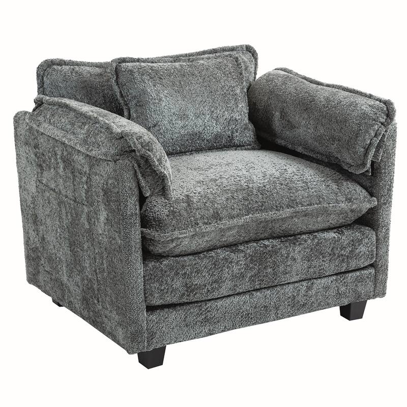 Boucle Oversized Sofa Chair With Ottoman