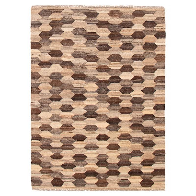 Sivas Brown Kilim 6'0" x 8'2" - 6'0 x 8'2 - Dark Brown - 6'0 x 8'2