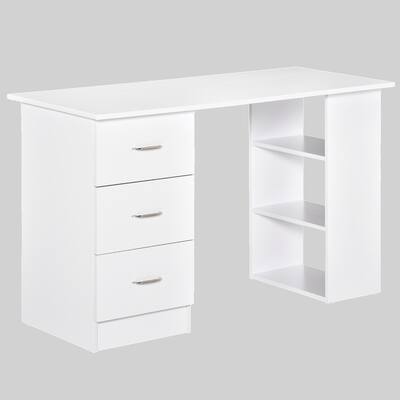 Compact 47" Office Desk with 3 Drawers and Storage Shelf, Modern Computer Desk with Bookshelves for Small Rooms