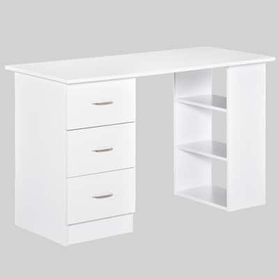 Space-Saving 47" Computer Desk with 3 Drawers & Bookshelves, Modern Office Desk with Storage for Small Spaces