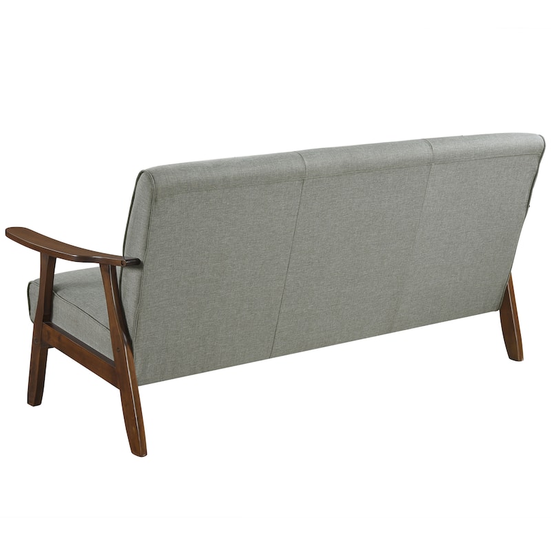 CraftPorch Wenge Wood Mid-Century Modern Linen Sofa