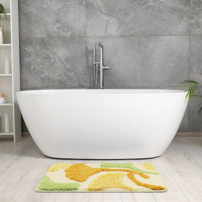 Soft Bath Rugs, Non-Slip Bathroom Rug Botanical Pattern Bath Mat Water Absorbent Thick Shaggy Floor Mat