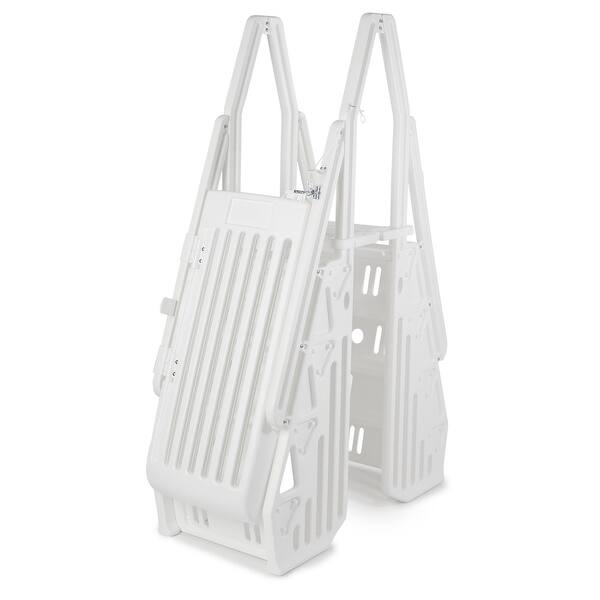 slide 2 of 6, Vinyl Works AF Adjustable 24 Inch Gated Entry Above Ground Pool Ladder, White - 77