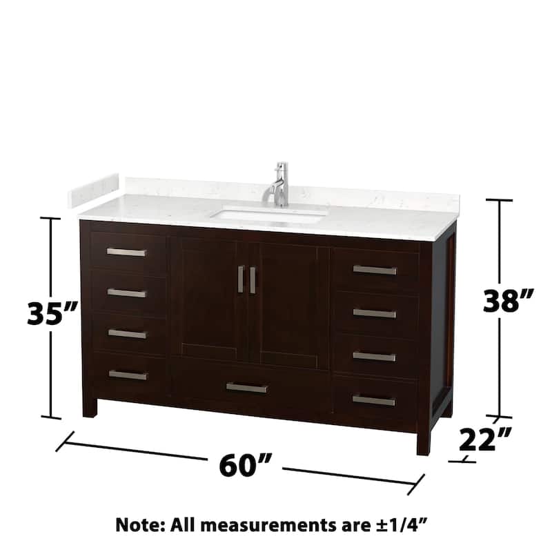 Wyndham Collection Sheffield 60" Single Bathroom Vanity, Carrara