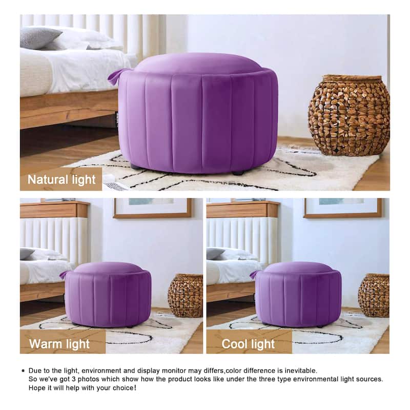 29" Modern Velvet Round Storage Ottoman