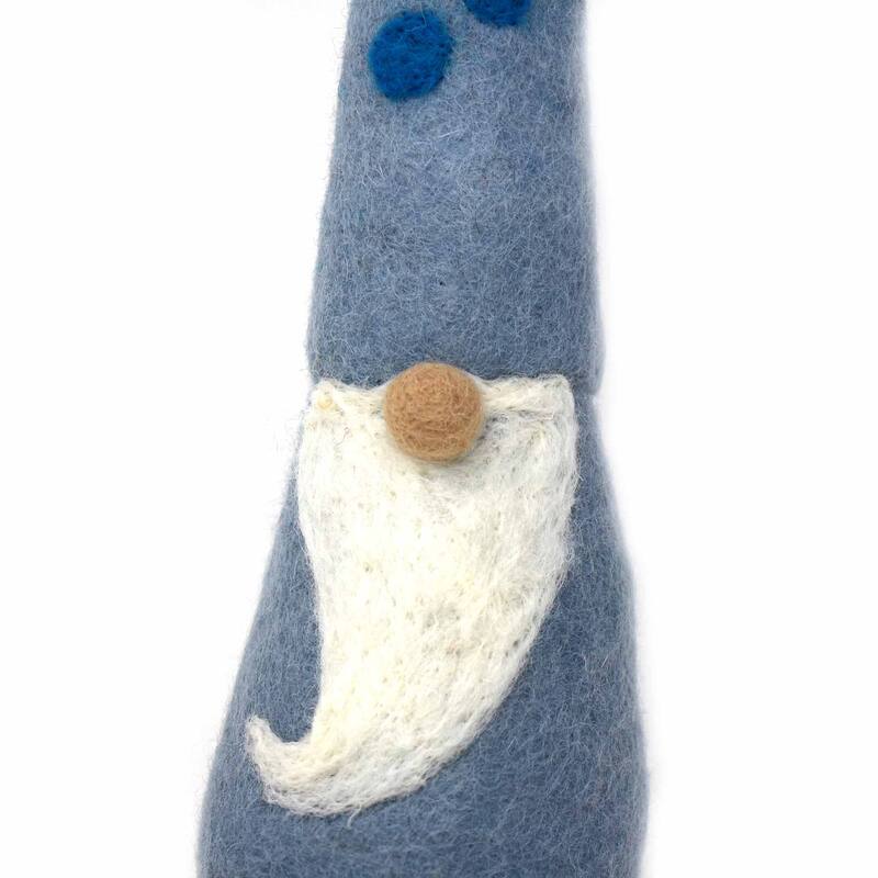 Handmade Felt Gnome Trio, Blue Winter (3-Piece Set)