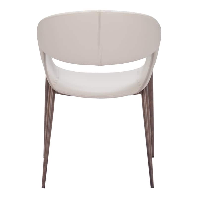 HomeRoots Set of Two Beige and Brown Upholstered Faux Leather Open Back Dining Arm Chairs - 25' X '32.3' X '25