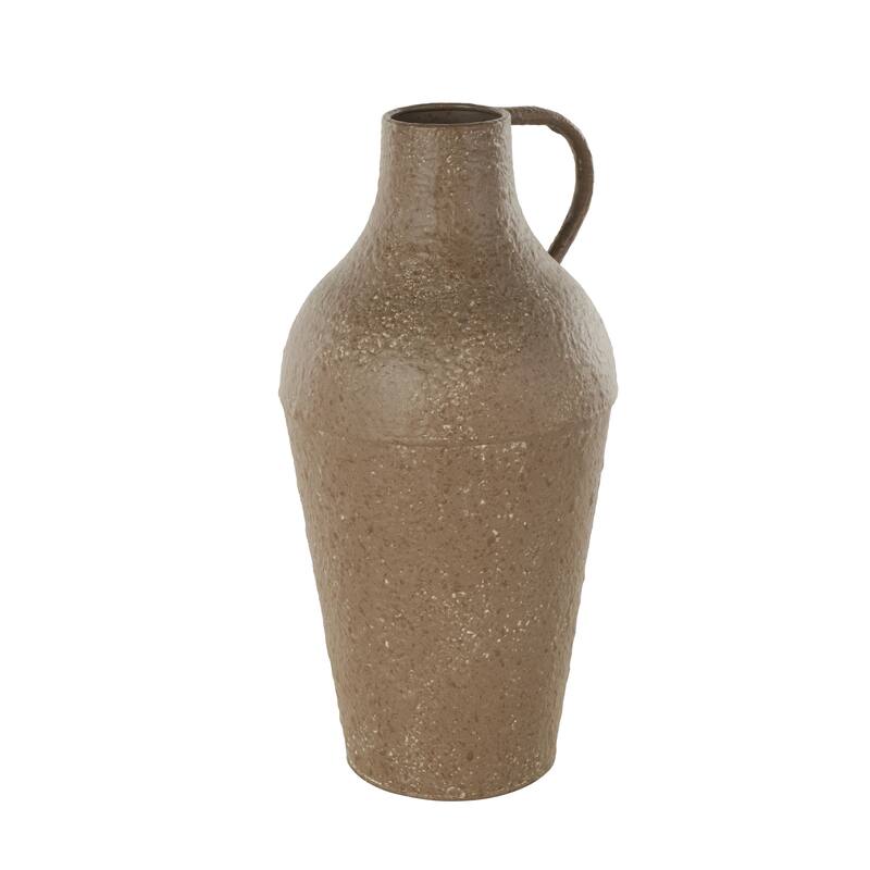 Metal Antique Inspired Decorative Vase with Handle - Brown - Roche River Decor