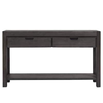 55.1 Inch Living Room Entryway Console Table with 2 Drawers and Shelf