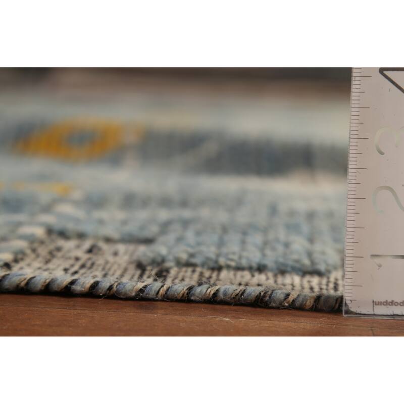 Grey Blue Moroccan Palace Size Area Rug Hand-Knotted Wool Carpet - 11'10"x 16'5"