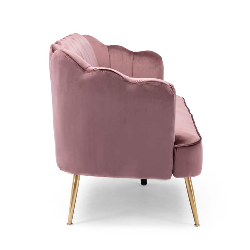 Reitz Glam Velvet Shell 3 Seater Sofa by Christopher Knight Home - 76.25" L x 29.25" W x 33.50" H