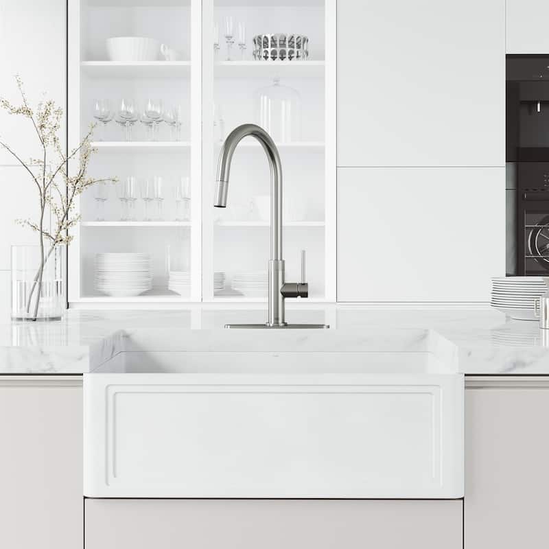 VIGO Bristol 19" H Single Handle Pull-Down Sprayer Kitchen Faucet