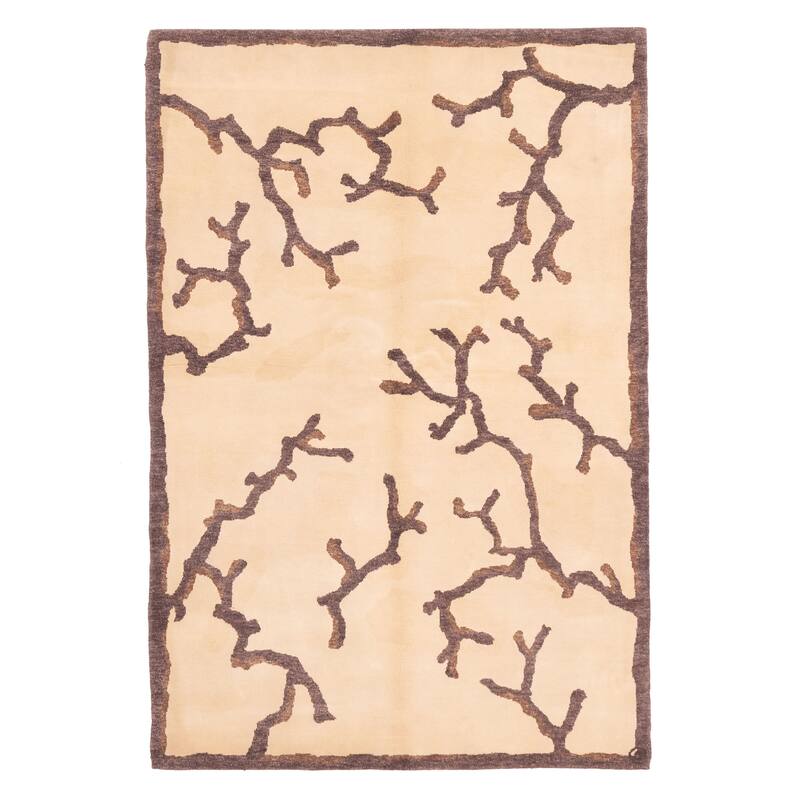ECARPETGALLERY Hand-knotted Opulence Beige Wool Rug - 5'1 x 7'6