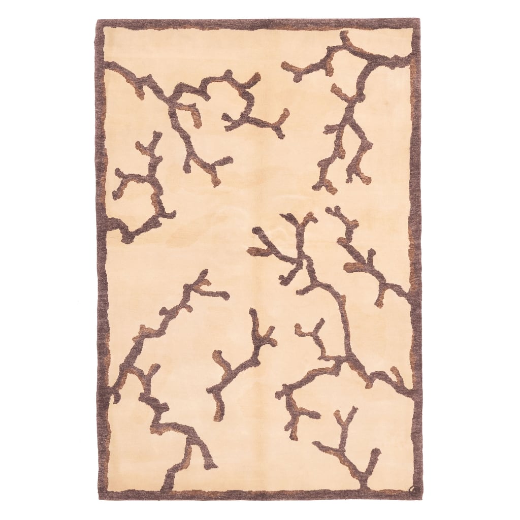 ECARPETGALLERY Hand-knotted Opulence Beige Wool Rug - 5'1 x 7'6