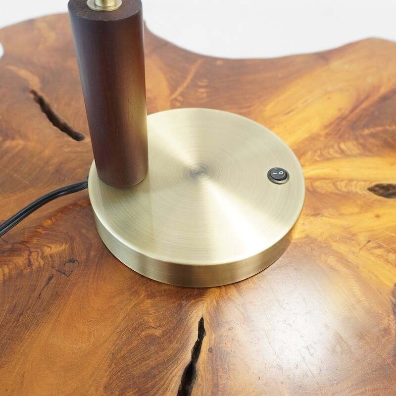 Gibbs Globe Table Lamp with Clear Glass Shade and Rubber Wood Base