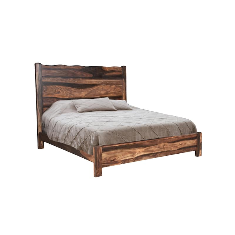 HomeRoots Walnut Live Edge Solid Wood King Bed Frame