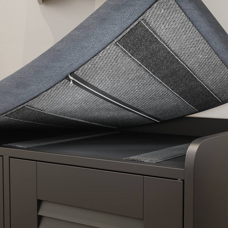 Entryway Bench with Shoe Storage, Shoe Bench with Cushion, Adjustable Shelves