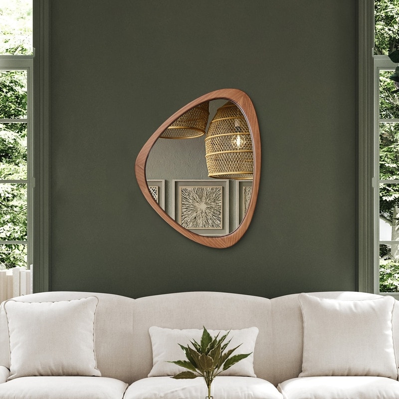 Pine Wooden Frame Asymmetrical Cobblestone Shaped Wall Mirror On Sale  Bed Bath  Beyond 32750596