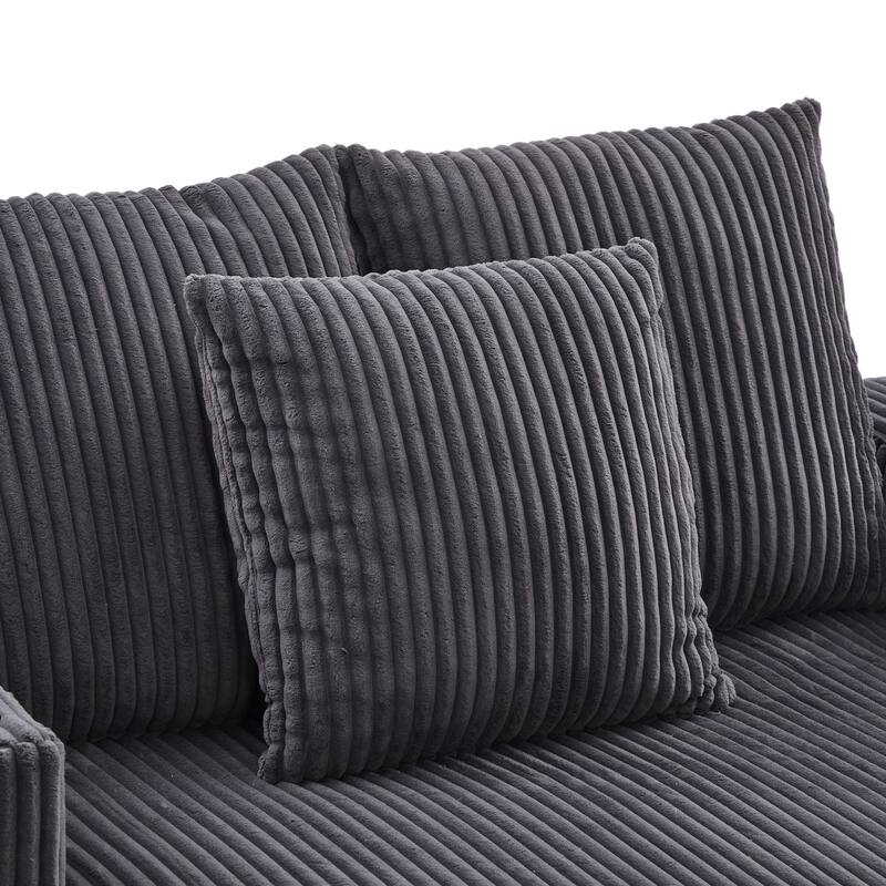 GDFStudio - Corduroy Recliner Sofa with USB Charging, RGB LED Light Strip - Suitable for Living Room and Bedroom