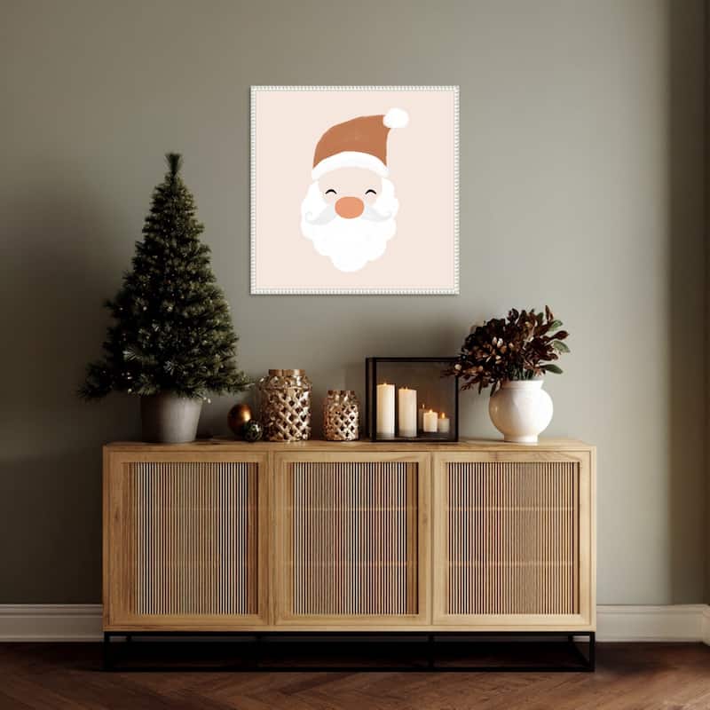 Santa by Orara Studio Framed Canvas Wall Art Print - Sylvie Beaded White