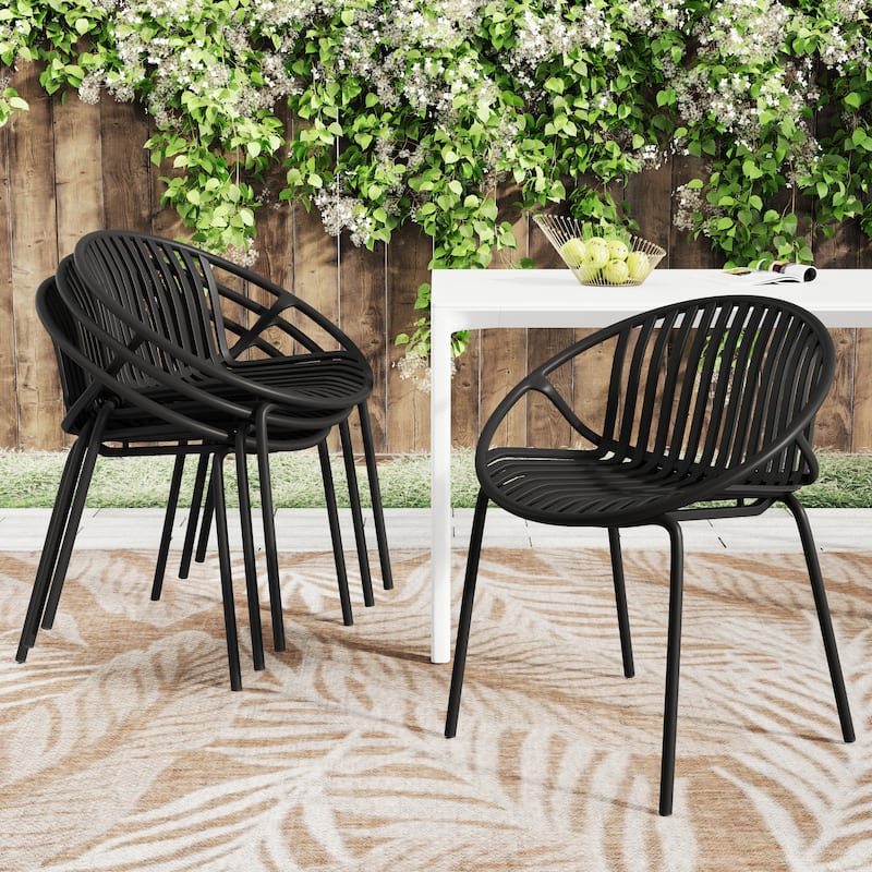Patio Dining Chairs Stackable Chairs With Breathable Design Modern Simple Art Style (Excluding the table)