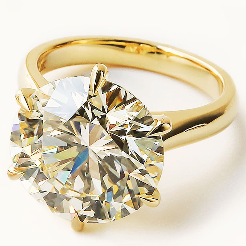 Kobelli 10.51 Carat Natural Diamond GIA Certified 18k Solid Gold Round Solitaire Cathedral One-of-a-Kind Katz Engagement Ring