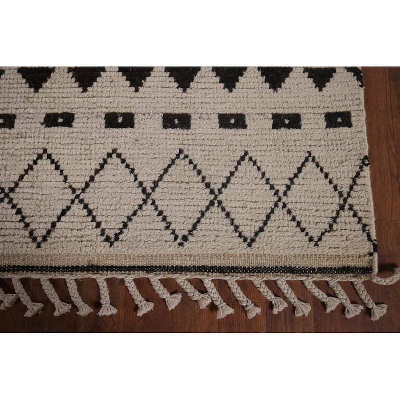Moroccan Oriental Area Rug Hand-Knotted Wool Carpet - 6'9"x 10'8"
