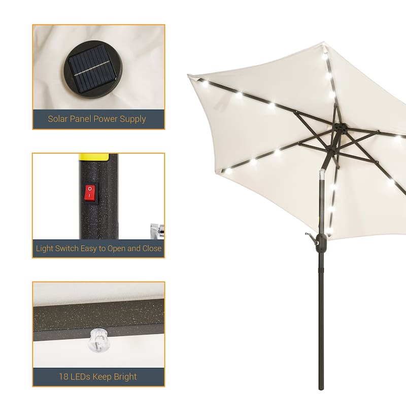 LIVOOSUN Patio 7.5 FT LED Market Umbrella,Table Umbrella w/Tilt Button