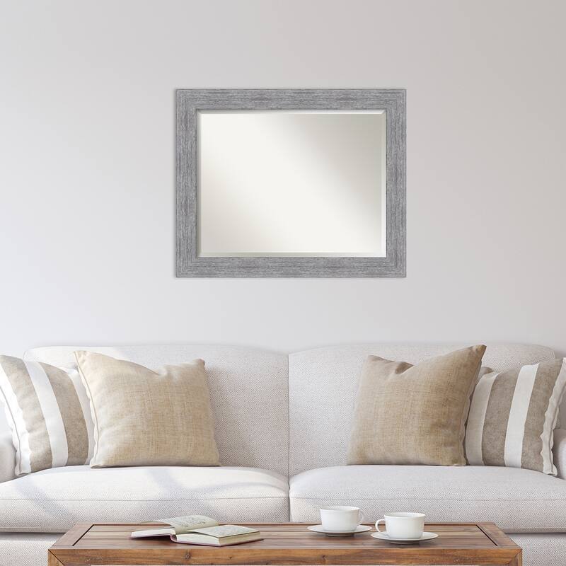 Beveled Wall Mirror - Bark Rustic Char Frame