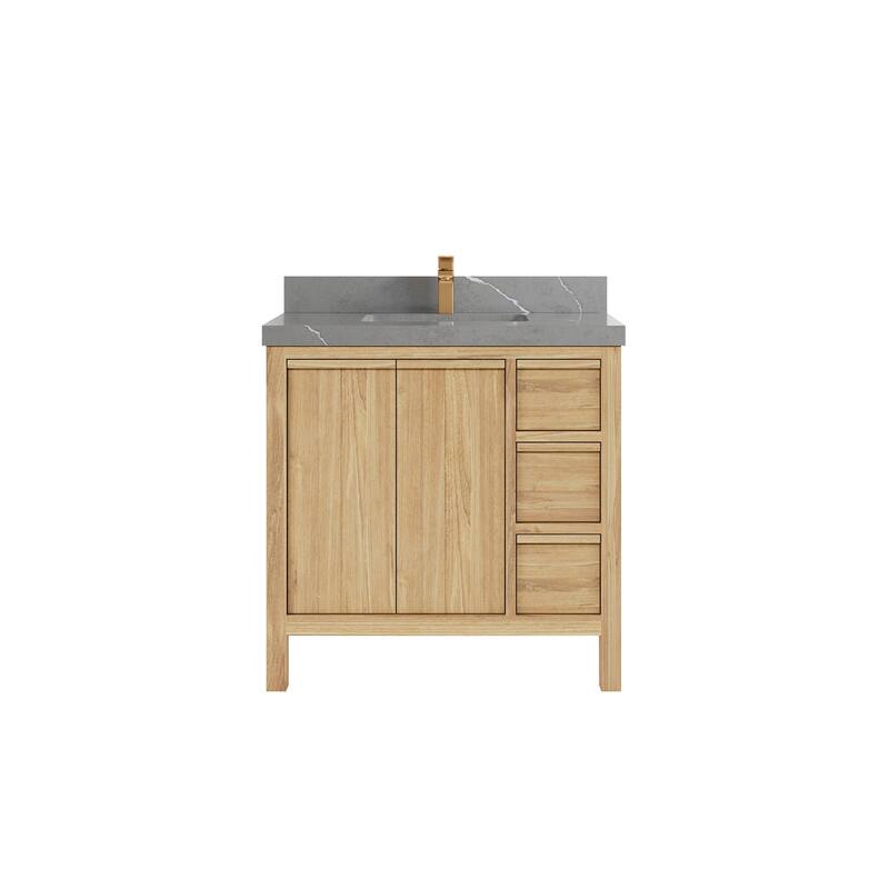 Willow Collections 36 in. W x 22 in. D Elizabeth Solid Teak Wood Center Sink Bathroom Vanity with Countertop