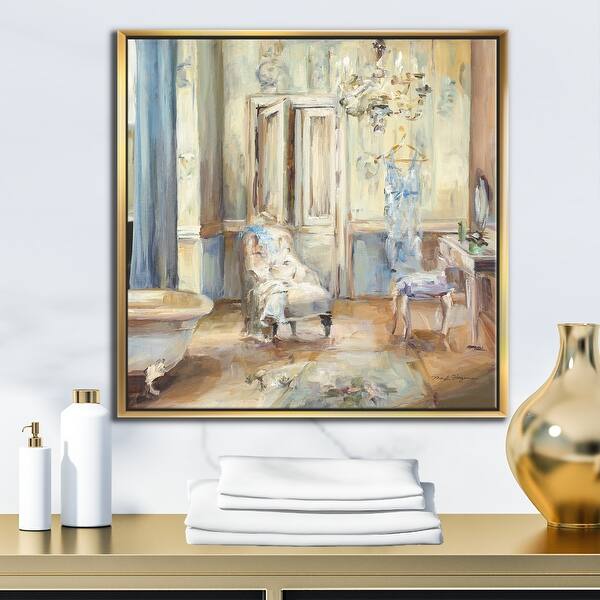 slide 2 of 11, Designart "French Boudoir Bath I" Traditional Bathroom Framed Canvas