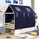 preview thumbnail 4 of 8, Costway Twin House Bed Solid Wood Playhouse Bed Low Loft Bed with Tent