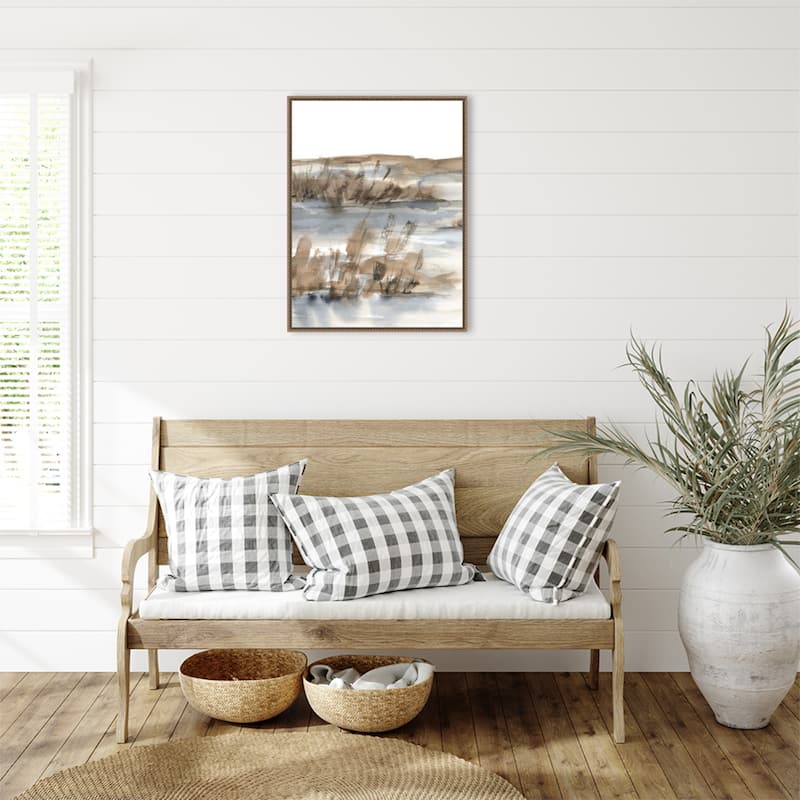 Blue-Grey Marsh IV by Ethan Harper Framed Canvas Wall Art - Sylvie Beaded Bronze