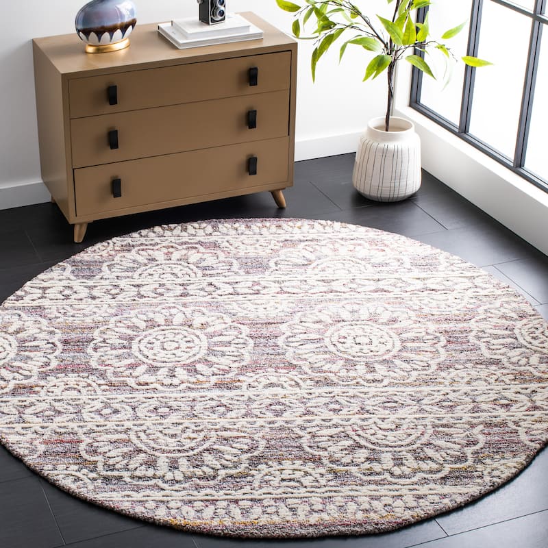 SAFAVIEH Handmade Metro Lidija Rug - 6' Round - Red/Ivory