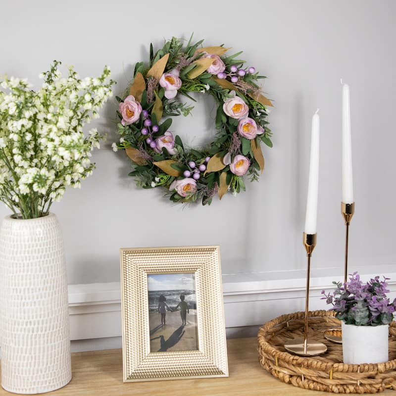 Artificial Mixed Floral and Greenery Spring Wreath - 13" - Purple