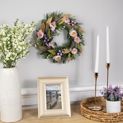 Artificial Mixed Floral and Greenery Spring Wreath - 13" - Purple
