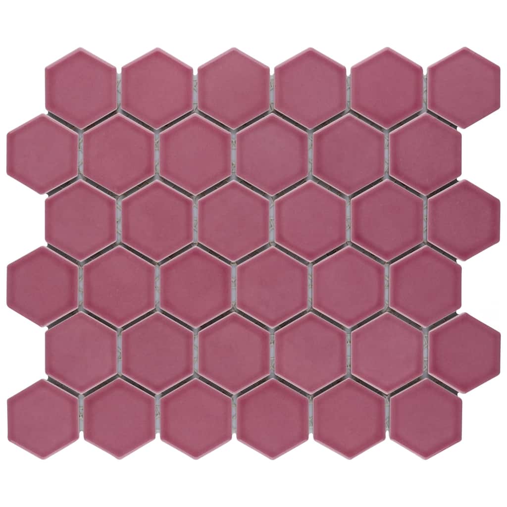 Merola Tile Tribeca 2" Hex Glossy Blush 11-1/8" x 12-5/8" Porcelain Floor and Wall Tile