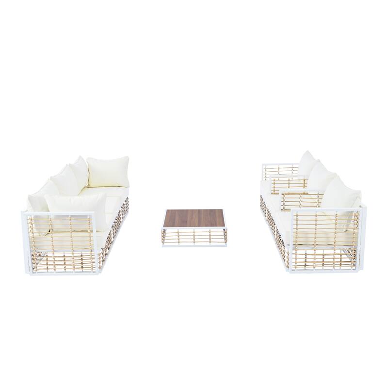 Patio Modular Sectional Sofa Convertible Furniture Set wCoffee Table