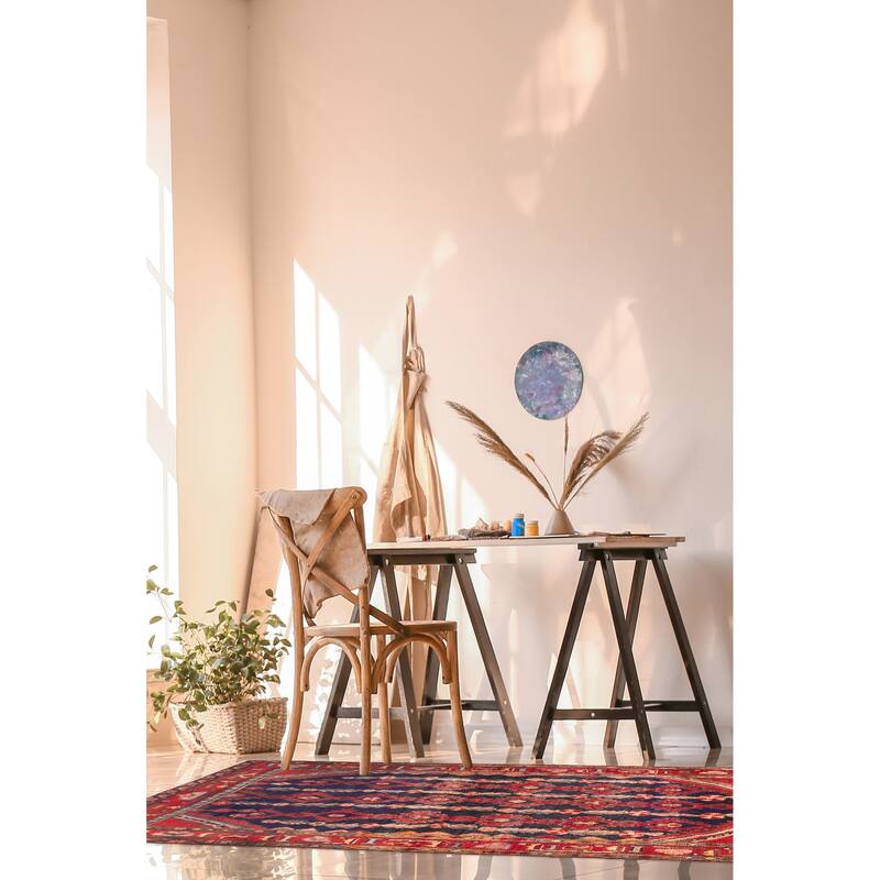 ECARPETGALLERY Hand-knotted Andelz Dark Navy, Red Wool Rug - 3'9 x 7'10