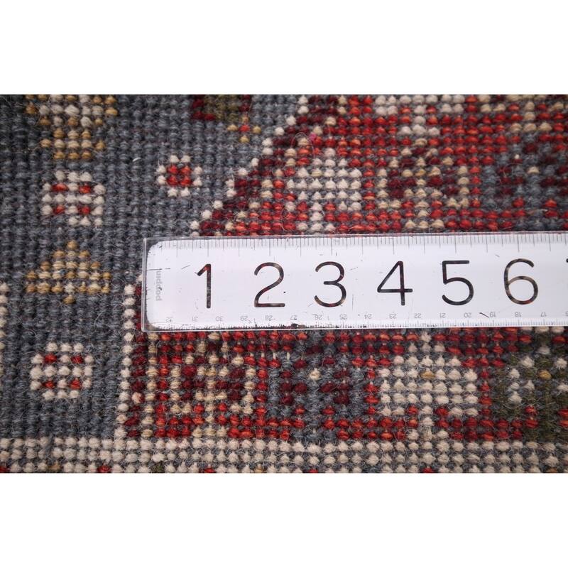 Gray Geometric Kazak Indian Runner Rug Hand-Knotted Wool Carpet - 2'6"x 8'2"